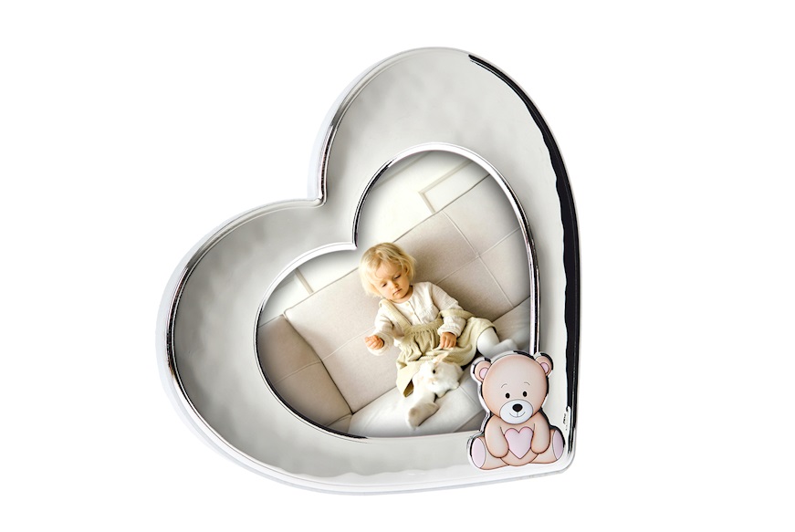 Heart picture frame Teddy Bear with Heart pvd Silver pink Selezione Zanolli