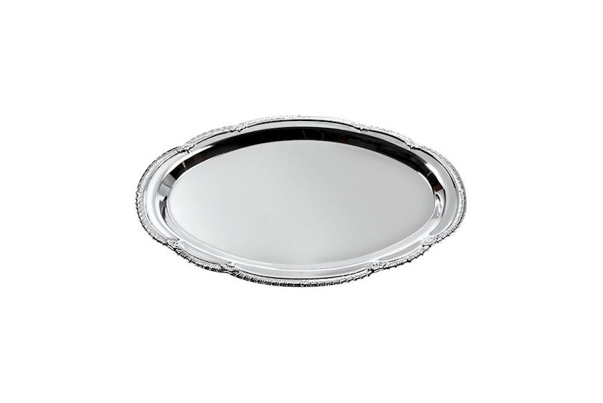 Oval Tray in polished metal with worked edge Selezione Zanolli