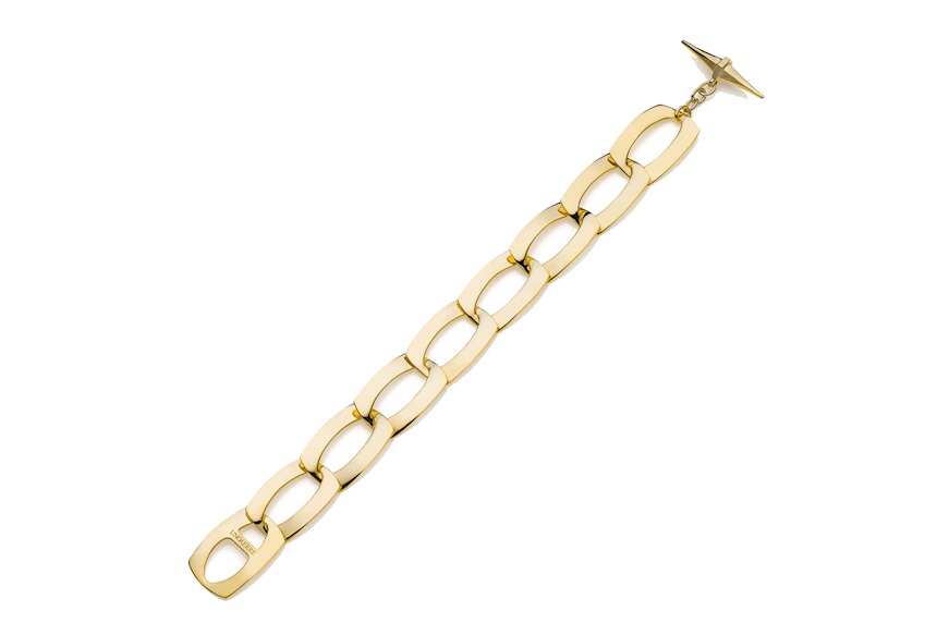 Bracciale Dinamica in bronzo dorato catena piatta Unoaerre