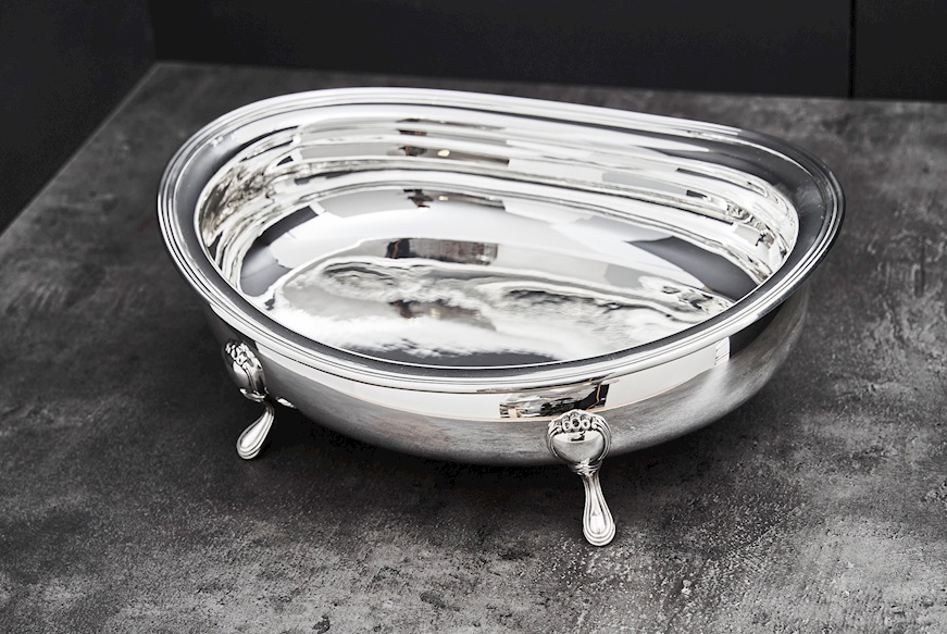 Ciotola ovale argento in stile Inglese con 4 piedini Selezione Zanolli