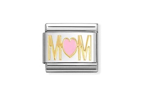 Mom Cuore Rosa Composable acciaio e oro