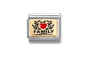 Family Cuore Rosso Composable acciaio e oro