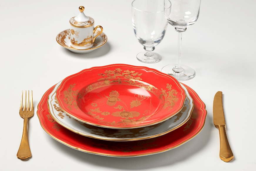 Soup plate Oriente Italiano Rubrum porcelain Richard Ginori