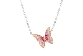 Collana Crysalis argento dorato con farfalla di zirconi rosa
