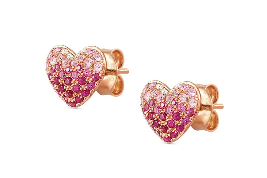 Earrings Crysalis silver gold with pink zircon heart Nomination
