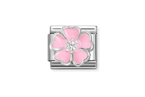 Fiore Rosa Composable acciaio argento e zirconi