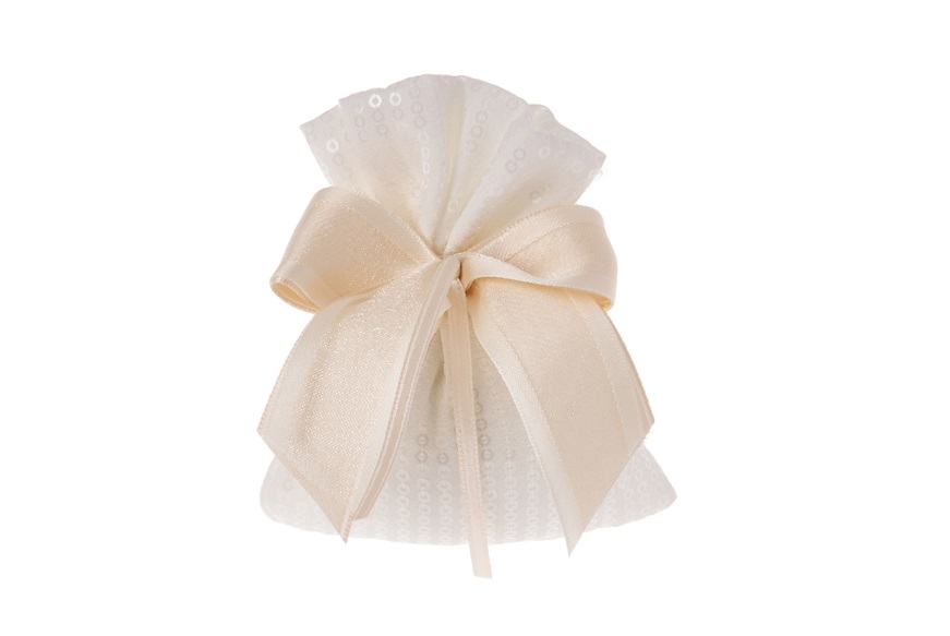 Favor white double satin bow and cream ribbon Selezione Zanolli