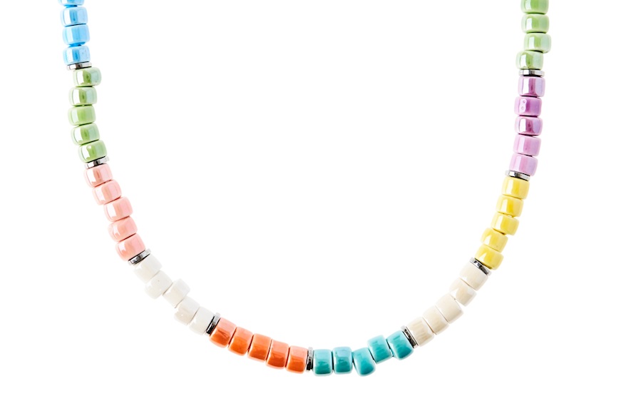 Necklace with multicolored ceramic cylinders Selezione Zanolli
