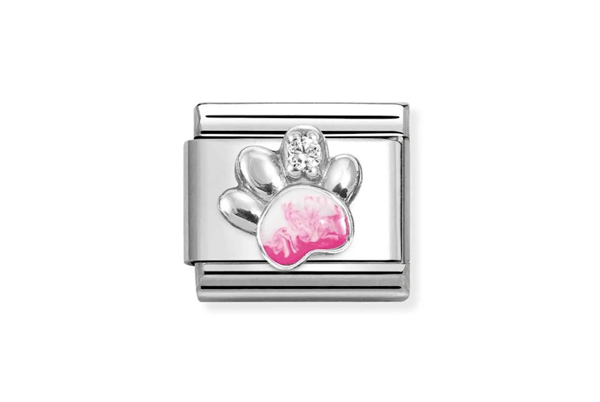 Pink Paw Composable steel silver and zircons Nomination