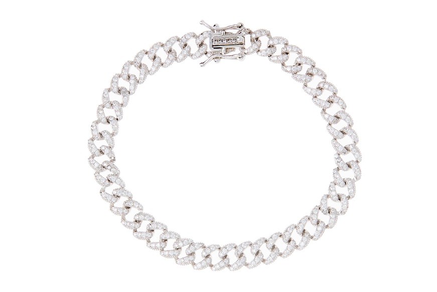 Bracelet silver groumette with white zircons Selezione Zanolli