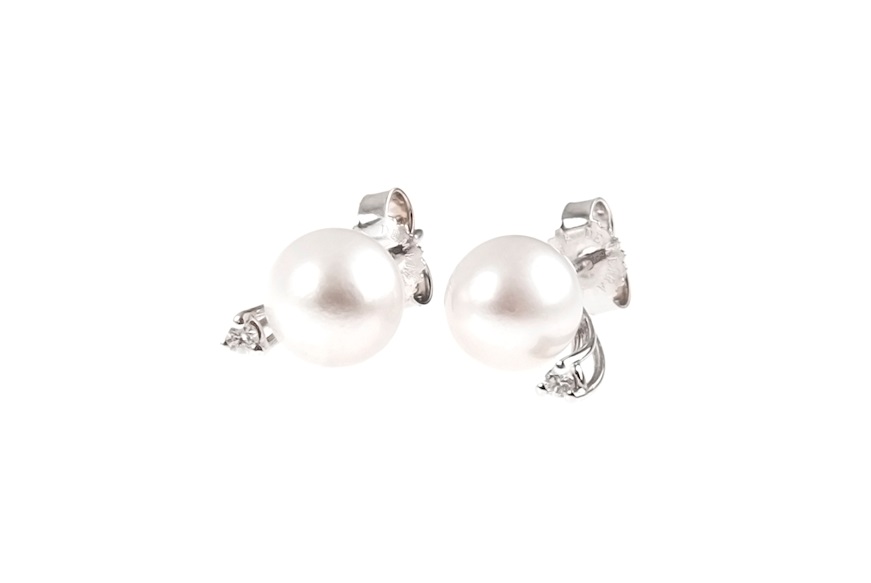 Earrings gold 750‰ with Akoya pearls and diamonds Selezione Zanolli