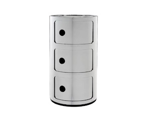 Cassettiera Componibile Metal a tre elementi colore cromato Kartell
