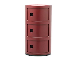 Cassettiera Componibile a tre elementi colore bordeaux Kartell