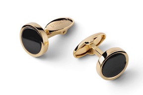 Gemelli tondi argento dorato e onice nera Unoaerre