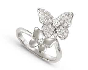 Anello Sweet Madame argento Fiori e Farfalla Bianchi Nomination
