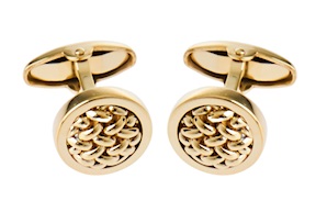 Gemelli tondi argento dorato maglia intrecciata Unoaerre