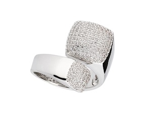 Anello ottone finitura rodio e zirconi Sovrani