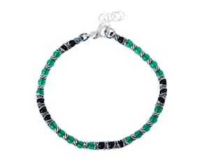 Bracciale uomo Soul Man argento con agata verde e nera Selezione Zanolli