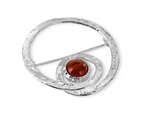 Spilla tonda Origine argento con corniola Selezione Zanolli