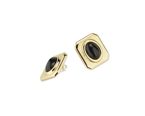 Orecchini ottone finitura oro con occhio di gatto nero Sovrani