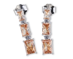 Orecchini pendenti argento con cubic zirconia e zirconi ambra Sovrani