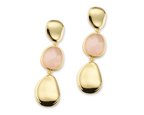 Orecchini pendenti ottone finitura oro con occhio di gatto rosa Sovrani