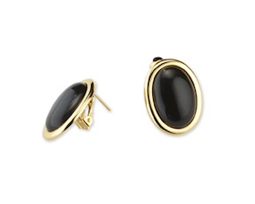 Orecchini ottone finitura oro con occhio di gatto nero Sovrani