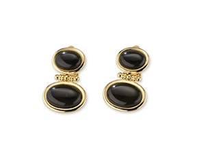 Orecchini ottone finitura oro con occhio di gatto nero Sovrani
