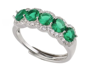 Anello argento con zirconi bianchi e verdi Sovrani