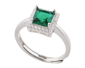 Anello argento con cubic zirconia e zirconi smeraldo Sovrani