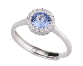 Anello argento con cubic zirconia e zirconi acquamarina Sovrani