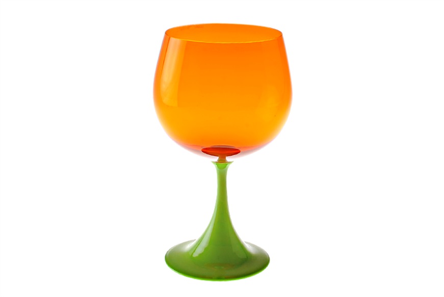 Bourgogne goblet Burlesque Murano glass pea green orange Nasonmoretti