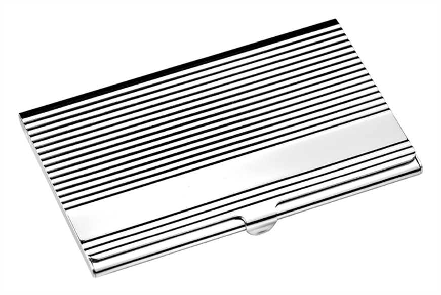 Business card holder silver plated striped with shiny band Selezione Zanolli