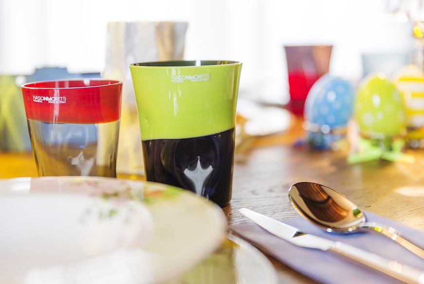 Bicchiere acqua Dandy vetro di Murano girasole viola Nasonmoretti