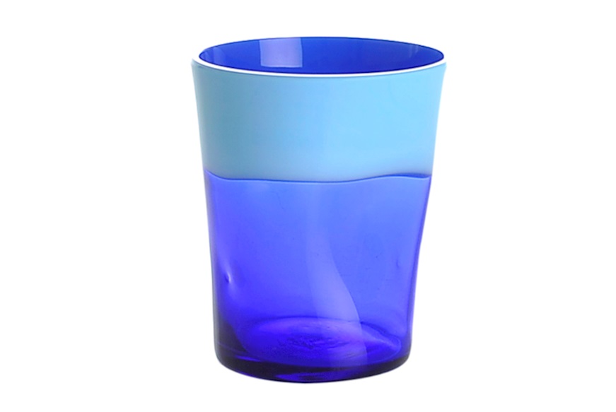 Water glass Dandy Murano glass blue and light blue Nasonmoretti