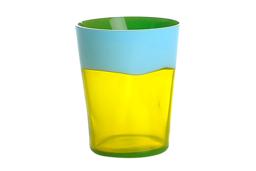 Water glass Dandy Murano glass acid green and light blue Nasonmoretti