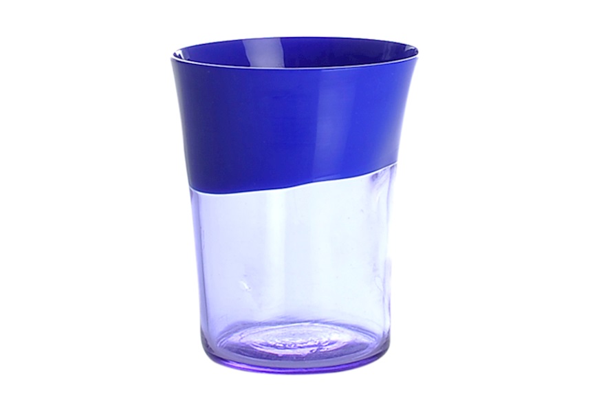 Bicchiere acqua Dandy vetro di Murano blu pesco Nasonmoretti