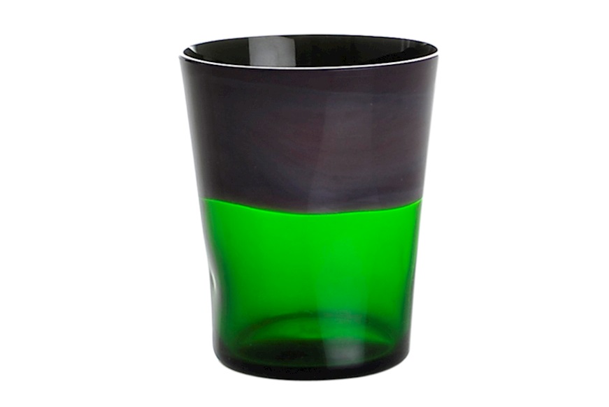 Bicchiere acqua Dandy vetro di Murano mirtillo verde pino Nasonmoretti