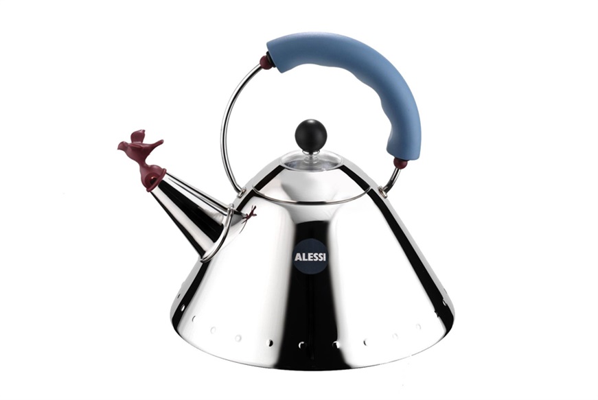 Kettle 9093 steel with blue handle Alessi