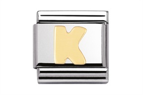 Lettera K Composable acciaio e oro