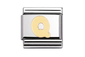 Lettera Q Composable acciaio e oro