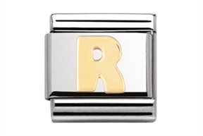 Lettera R Composable acciaio e oro
