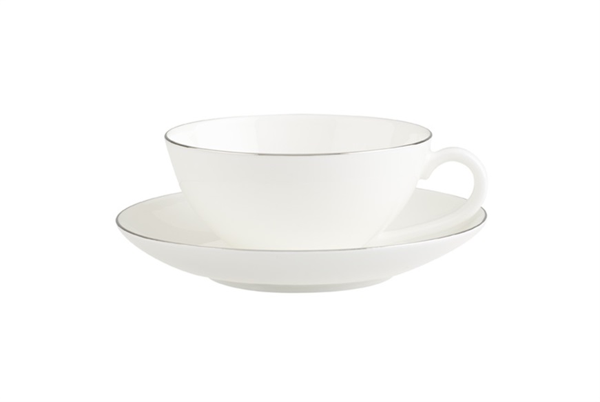 Tea cup Anmut Platinum n.1 porcelain with saucer Villeroy & Boch