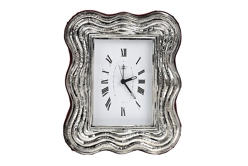 Alarm clock silver red velvet Selezione Zanolli