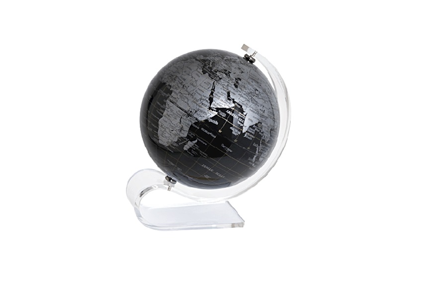Mappamondo con globo color nero e supporto in plexiglass Selezione Zanolli