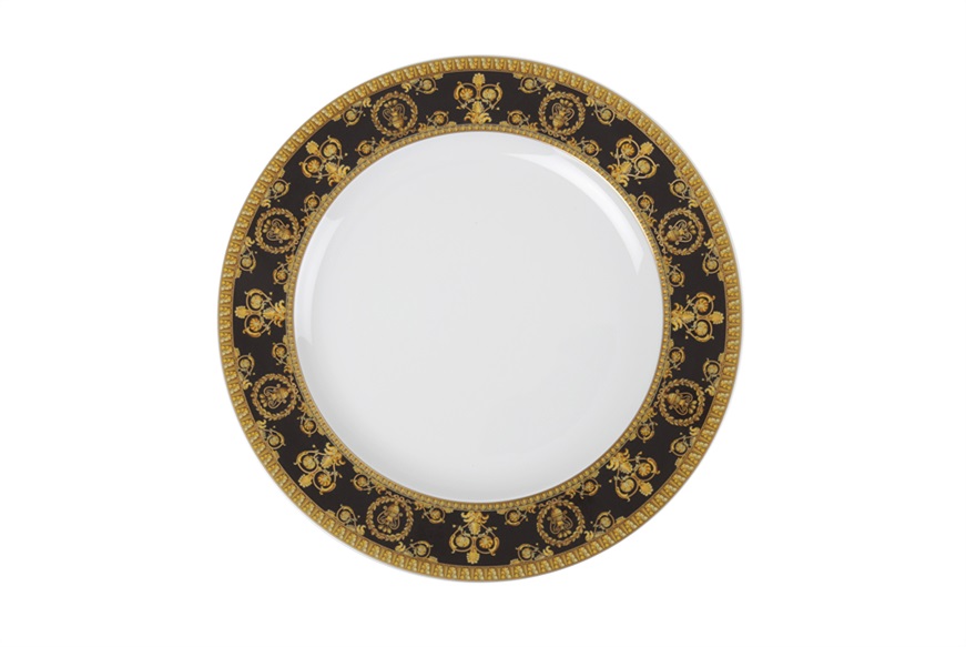 Dessert plate I love baroque porcelain black Versace