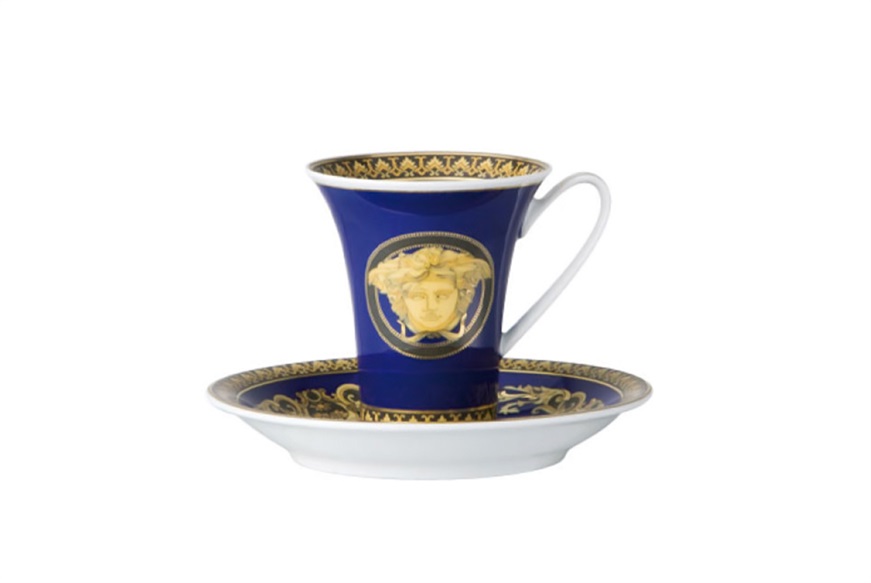 Tazza caffè Medusa Blue porcellana con piattino Versace