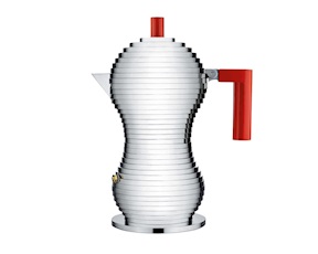 Caffettiera Pulcina Induzione manico rosso tre tazze Alessi