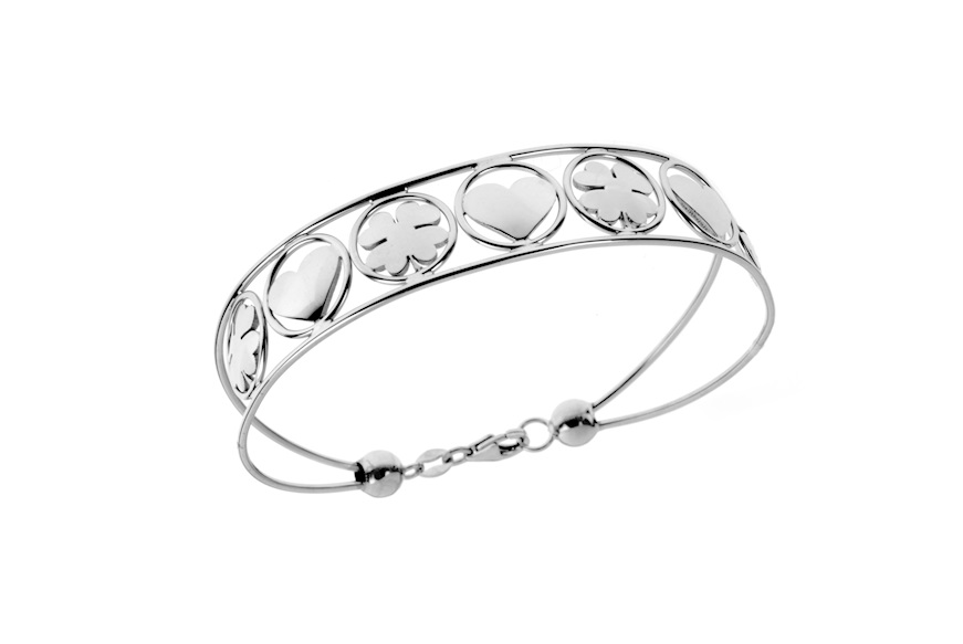 Bracelet silver with hearts and quatrefoils Selezione Zanolli