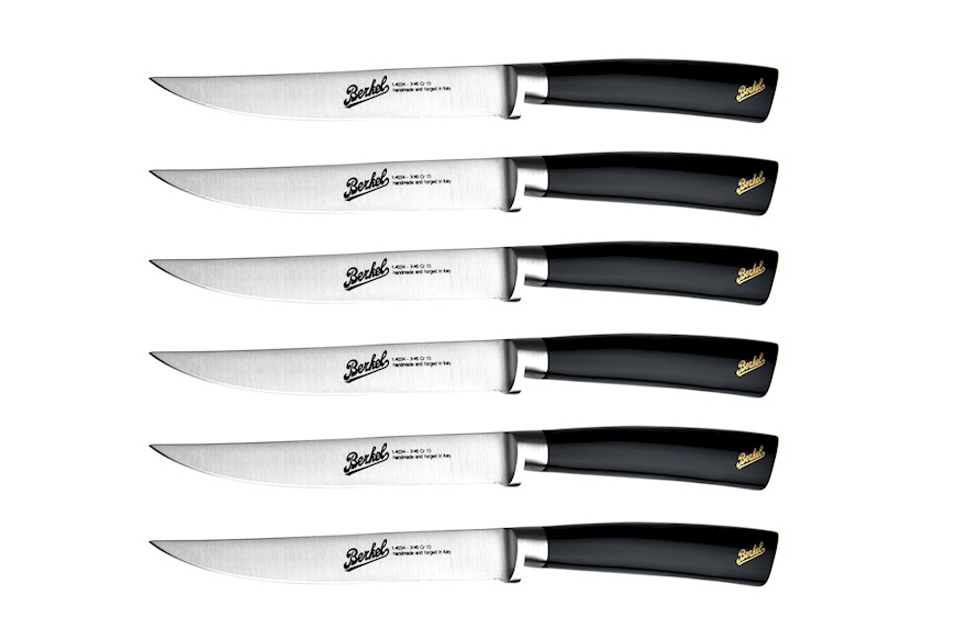 Set 6 pezzi coltelli bistecca Elegance acciaio con manico nero Berkel